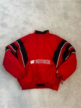 Vintage 1990s Starter Wisconsin Badgers Half Zip Jacket